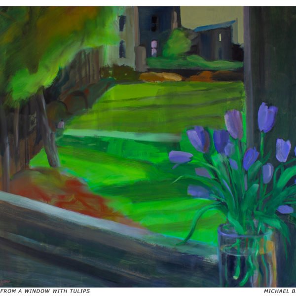 View from a Window with Tulips