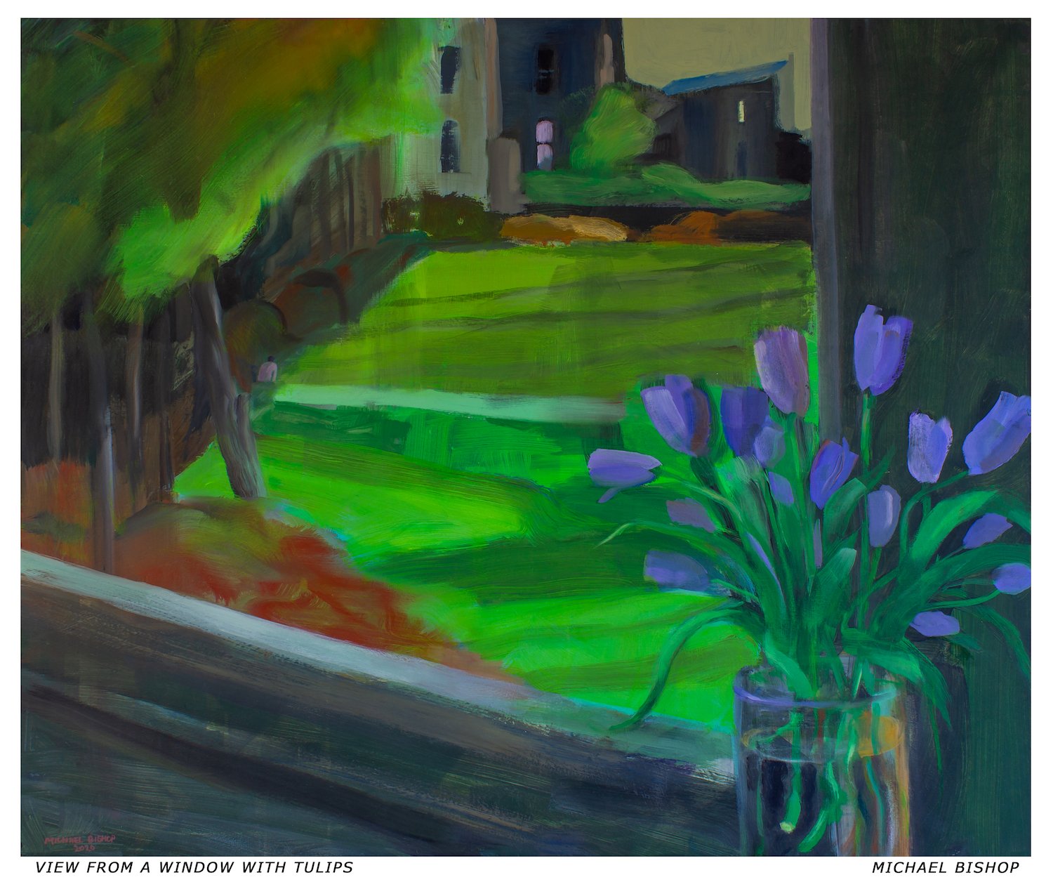 View from a Window with Tulips