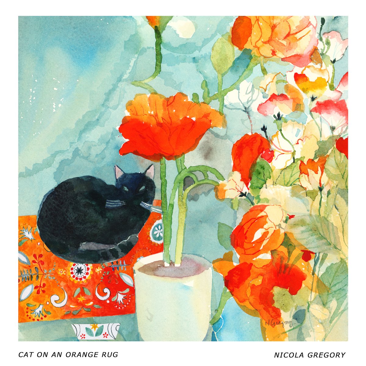 Cat on an Orange Rug