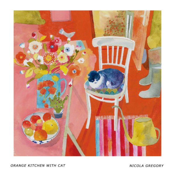 Orange Kitchen with Cat