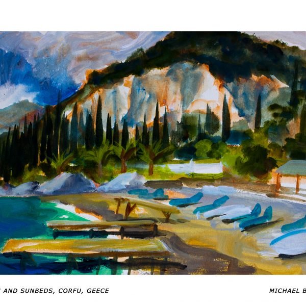 81_RA_MB_Beach and Sunbeds, Corfu, Greece